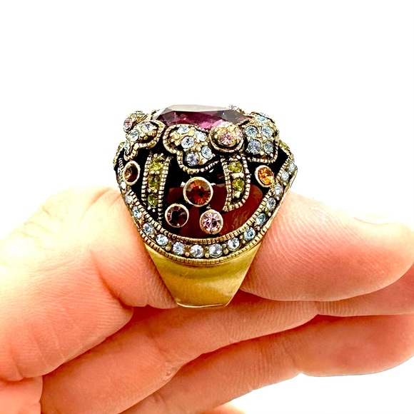 Heidi Daus Confection Statement Ring Size 7 Amethyst Swarovski Crystal Cocktail - Picture 6 of 11